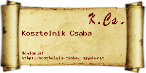 Kosztelnik Csaba névjegykártya